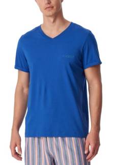 Schiesser Herren Schlafshirt Kurzarm V-Ausschnitt-Mix + Relax Pyjamaoberteil, Indigo_181185, 50 von Schiesser