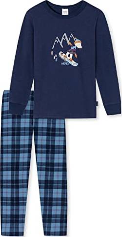 Schiesser Jungen Kinder Langer Schlafanzug-Organic Cotton Pyjamaset, Dunkelblau (Blau Ii), 104 von Schiesser