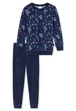 Schiesser Jungen Kinder Langer Schlafanzug-Organic Cotton Pyjamaset, Dunkelblau II, 104 von Schiesser