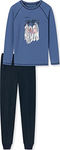 Schiesser Jungen Langer Schlafanzug-Organic Cotton Pyjamaset, Blau (Blau II), 152 von Schiesser