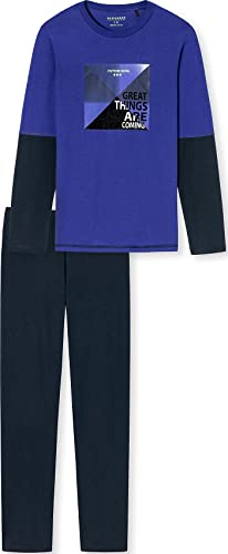 Schiesser Jungen Langer Schlafanzug-Organic Cotton Pyjamaset, Royal (blau II), 140 von Schiesser