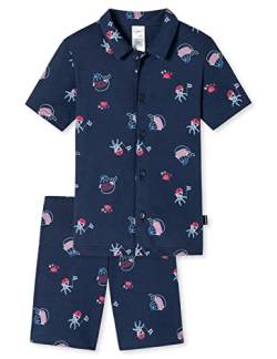 Schiesser Jungen Pyjama Kurz Pyjamaset, dunkelblau Gemustert, 92 von Schiesser