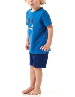 Schiesser Jungen Schlafanzug Set Pyjama kurz-100% Organic Bio Baumwolle-Größe 92 bis 140 Pyjamaset, blau_181068, 104 von Schiesser