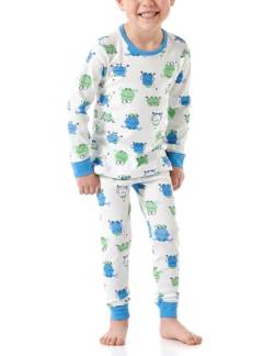 Schiesser Jungen Schlafanzug Set Pyjama lang-100% Organic Bio Baumwolle-Größe 92 bis 140 Pyjamaset, Off-White_181066, 128 von Schiesser