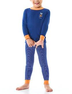 Schiesser Jungen Schlafanzug Set Pyjama lang-100% Organic Bio Baumwolle-Größe 92 bis 140 Pyjamaset, blau_180005, 104 von Schiesser