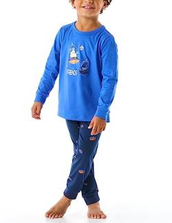 Schiesser Jungen Schlafanzug Set Pyjama lang-100% Organic Bio Baumwolle-Größe 92 bis 140 Pyjamaset, blau_180011, 98 von Schiesser