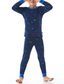 Schiesser Jungen Schlafanzug Set Pyjama lang-100% Organic Bio Baumwolle-Größe 92 bis 140 Pyjamaset, dunkelblau_180010, 98 von Schiesser