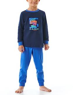 Schiesser Jungen Schlafanzug Set Pyjama warme Qualitäten Frottee-Fleece-Interlock-Größe 92 bis 140 Pyjamaset, dunkelblau_180012, 104 von Schiesser