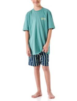 Schiesser Jungen Schlafanzug Set kurz-100% Organic Bio Baumwolle-Größe 140 bis 176 Pyjamaset, Mineral_180992, 164 von Schiesser