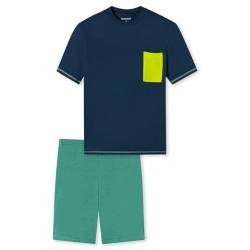 Schiesser Jungen Schlafanzug Set kurz-100% Organic Bio Baumwolle-Größe 140 bis 176 Pyjamaset, Nachtblau_180998, 152 von Schiesser