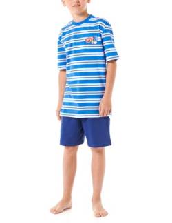 Schiesser Jungen Schlafanzug Set kurz-100% Organic Bio Baumwolle-Größe 140 bis 176 Pyjamaset, blau_180997, 152 von Schiesser