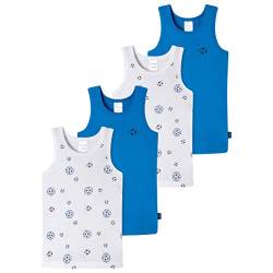 Schiesser - Kids Boys - Feinripp Unterhemd - 4er Spar-Pack (92 Blau/Weiß Fußball) von Schiesser