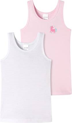 Schiesser Mädchen 2 PACK Unterhemd Unterwäsche Feinripp - 100% Organic Bio Baumwolle - Größe 92 bis 170 von Schiesser
