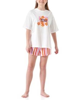 Schiesser Mädchen Schlafanzug Set Pyjama kurz-100% Organic Bio Baumwolle-Größe 140 Pyjamaset, Off-White_180956, 176 von Schiesser