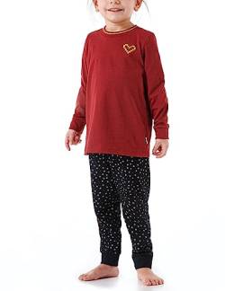 Schiesser Mädchen Schlafanzug Set Pyjama lang-100% Organic Bio Baumwolle-Größe 92 bis 140 Pyjamaset, Bordeaux_180450, 98 von Schiesser