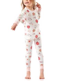 Schiesser Mädchen Schlafanzug Set Pyjama lang-100% Organic Bio Baumwolle-Größe 92 bis 140 Pyjamaset, Off-White_181031, 104 von Schiesser