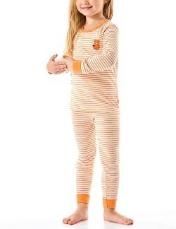 Schiesser Mädchen Schlafanzug Set Pyjama lang-100% Organic Bio Baumwolle-Größe 92 bis 140 Pyjamaset, apricot_179946, 116 von Schiesser