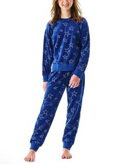 Schiesser Mädchen Schlafanzug Set Pyjama warme Qualitäten Frottee-Fleece-Sweat-Größe 140 bis 176 Pyjamaset, blau_179977, 164 von Schiesser