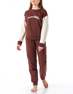 Schiesser Mädchen Schlafanzug Set Pyjama warme Qualitäten Frottee-Fleece-Sweat-Größe 140 bis 176 Pyjamaset, braun_179970, 164 von Schiesser