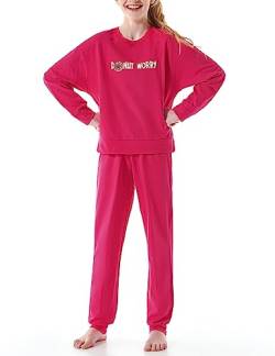 Schiesser Mädchen Schlafanzug Set Pyjama warme Qualitäten Frottee-Fleece-Sweat-Größe 140 bis 176 Pyjamaset, pink_179970, 164 von Schiesser