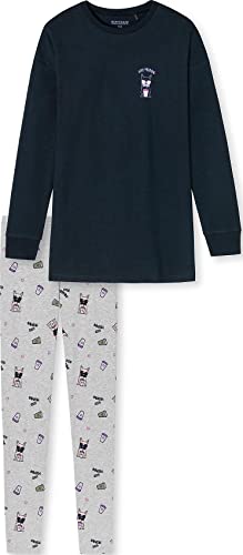 Schiesser Mädchen Schlafanzug lang – Einhorn, Sterne, Dots, Waldmotive und Hexen – Organic Cotton Pyjamaset, Indigo, 164 von Schiesser
