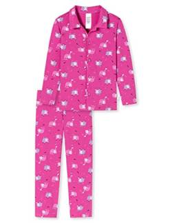 Schiesser Mädchen Schlafanzug lang – Einhorn, Sterne, Dots, Waldmotive und Hexen – Organic Cotton Pyjamaset, Pink I, 140 von Schiesser
