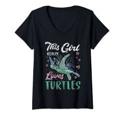 Damen Schildkröten-geschenke Für Mädchen Jungen Leatherback Chill T-Shirt mit V-Ausschnitt von Schildkröte T-shirts Für Frauen Männer Kinder