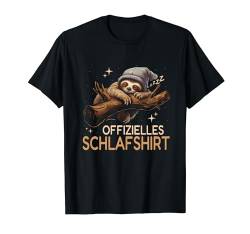 Offizielles Schlafshirt Faultier Herren Damen Pyjama T-Shirt von Schlaf Outfit Pyjama Morgenmuffel Langschläfer