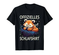 Offizielles Schlafshirt Roter Panda Herren Damen Pyjama T-Shirt von Schlaf Outfit Pyjama Morgenmuffel Langschläfer