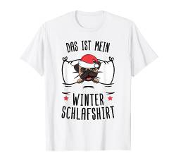 Offizielles Schlafshirt Mops Puggle Schlafanzug Weihnachten T-Shirt von Schlafanzug Pyjama Damen Mädchen Frauen Kinder