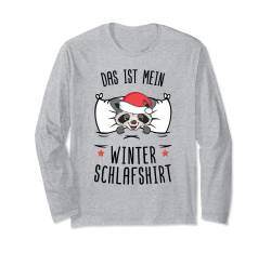 Offizielles Schlafshirt Waschbär Schlafanzug Weihnachten Langarmshirt von Schlafanzug Pyjama Damen Mädchen Frauen Kinder