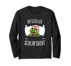 Offizielles Schlafshirt lustige Schildkröte Nachthemd Motiv Langarmshirt von Schlafanzug Pyjama Damen Mädchen Frauen Kinder