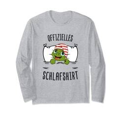 Offizielles Schlafshirt lustige Schildkröte Nachthemd Motiv Langarmshirt von Schlafanzug Pyjama Damen Mädchen Frauen Kinder