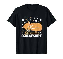 Offizielles Schlafshirt Shiba Inu Hund Pyjama Schlafanzug T-Shirt von Schlafende Tiere Geschenke für Damen Herren Kinder