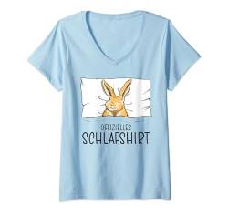 Offizielles Schlafshirt Hase, Schlafanzug & Nachthemd Hase T-Shirt mit V-Ausschnitt von Schlafshirt Für Herren Lustig, Damen Pyjama Hase