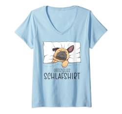 Offizielles Schlafshirt Mops, Schlafanzug & Nachthemd Mops T-Shirt mit V-Ausschnitt von Schlafshirt Für Herren Lustig, Damen Pyjama Hunde