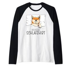 Offizielles Schlafshirt Shiba, Schlafanzug Shiba Inu Raglan von Schlafshirt Für Herren Lustig, Damen Pyjama Hunde