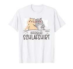 Offizielles Schlafshirt Katze, Schlafanzug & Nachthemd Katze T-Shirt von Schlafshirt Für Herren Lustig, Damen Pyjama Katzen