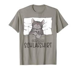 Offizielles Schlafshirt Katze, Schlafanzug & Nachthemd Katze T-Shirt von Schlafshirt Für Herren Lustig, Damen Pyjama Katzen