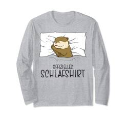 Offizielles Schlafshirt Otter, Schlafanzug Nachthemd Otter Langarmshirt von Schlafshirt Für Herren Lustig, Damen Pyjama Otter