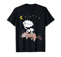 Offizielles Schlafshirt Pyjama Schlafanzug Panda Faultier T-Shirt von Schlafshirt Geschenk für Frauen und Männer