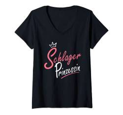 Damen Schlager Prinzessin Schlagerparty Outfit Sexy Schlagerabend T-Shirt mit V-Ausschnitt von Schlagerparty Outfit Schlager Kostüm Schlagermusik