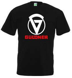 Güldner Oldtimer T-Shirt Herren Kurzarm Rundkragen weiß/roter Brustdruck | Schwarz | Größe L von Schlüter