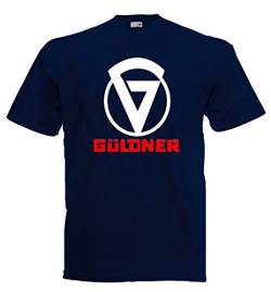 Güldner Oldtimer T-Shirt Herrenshirt Kurzarm Rundkragen | Navyblau, weiß/roter Druck | Größe XL von Schlüter