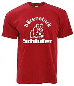 Schlüter Bärenstark T-Shirt Herren Kurzarm Rundkragen Brustdruck | Rot, Druck weiß | Größe XL von Schlüter