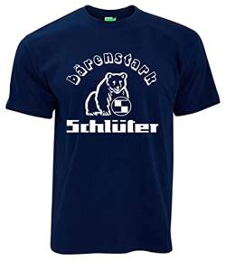 Schlüter Bärenstark Traktormotiv T-Shirt Herren Kurzarm Rundkragen Brustdruck | Navyblau | Größe L von Schlüter