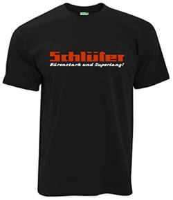 Schlüter Bärenstark und Superlang Herren T-Shirt, Kurzarm, Brustdruck | Schwarz | Größe 3XL von Schlüter