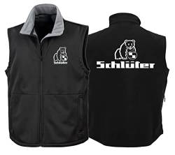 Schlüter Softshell Weste Bärenlogo Herren Bodywarmer Ärmellos Brust- und Rückendruck B-339, R-318 B-339, R-318 | Schwarz | Größe L von Schlüter