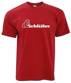 Schlüter T-Shirt Herrenshirt Kurzarm Rundkragen Brustdruck | Rot | Größe L von Schlüter