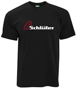 Schlüter T-Shirt Herrenshirt Kurzarm Rundkragen Brustdruck | Schwarz | Größe L von Schlüter